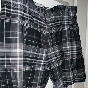 Black plaid shorts